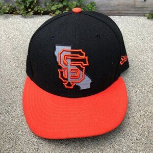 NEW ERA San Francisco Giants Fitted Hat 7 1/2 Black Cap Baseball MLB 59Fifty​